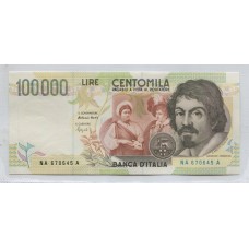 ITALIA 1994 BILLETE 100.000 LIRAS CARAVAGGIO PICK 117a SIN CIRCULAR UNC